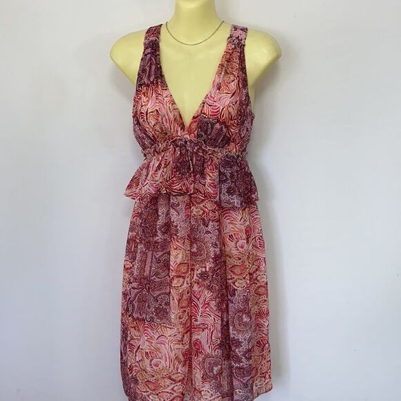 Voyage Los Angeles Dress Pink Paisley “Mediterranean Capri” Dress Sz Sm - Picture 5 of 7